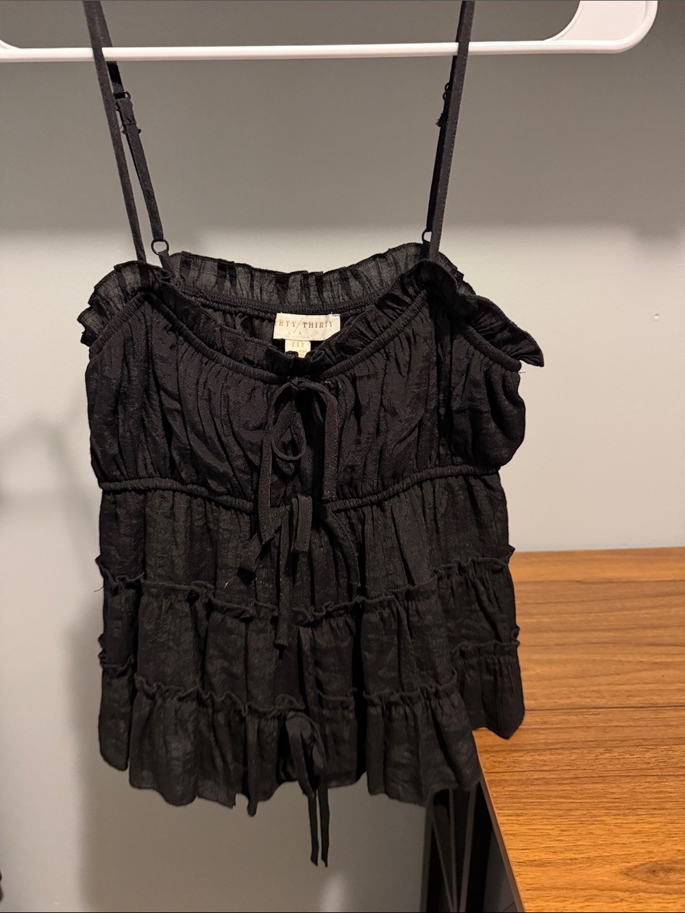 THIRTY / THIRTY LA Black Tiered Ruffle Cami Top